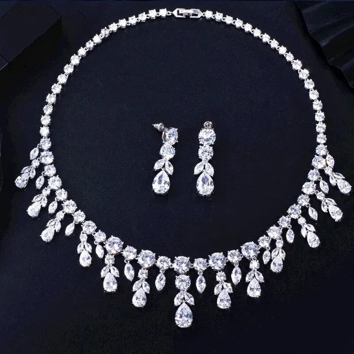 Wedding Jewelry - Silver Cubic Zirconia Bridal Jewelry Set