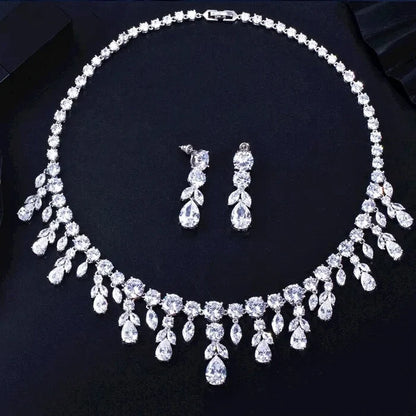 Wedding Jewelry - Silver Cubic Zirconia Bridal Jewelry Set