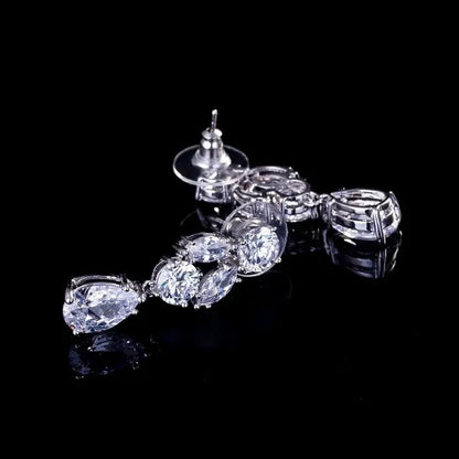 Wedding Jewelry - Silver Cubic Zirconia Bridal Jewelry Set