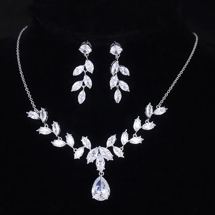 Wedding Jewelry - Silver Cubic Zirconia Bridal Jewelry Set