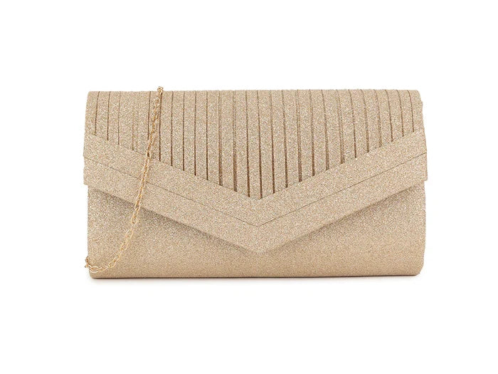 Rose Gold Shimmer Glitter Clutch Bag