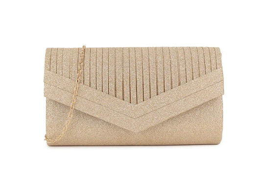 Rose Gold Shimmer Glitter Clutch Bag