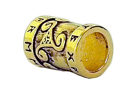 Rune Spiral Hair Bead - Gold Finish Viking Celtic Braid Accessory side view