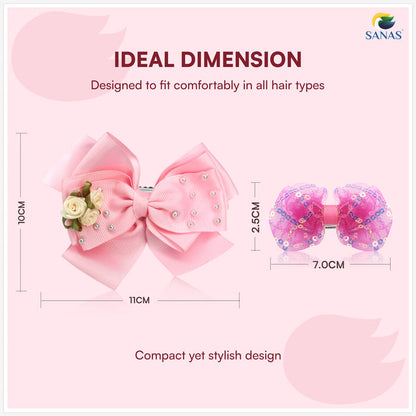 Pink Peach Bow Hair Accessories for Women and Girls
