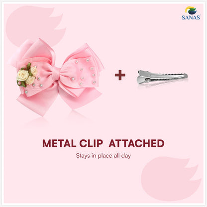 Peach Bow Hair Clips Hair Accessories for Women
