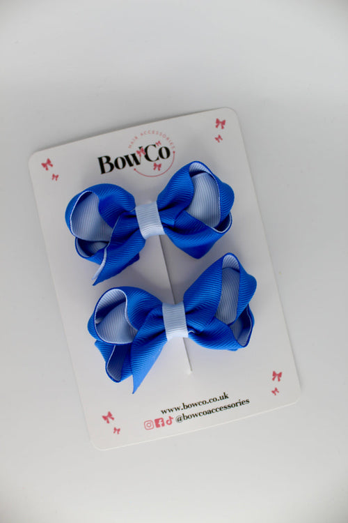 School Royal Blue and Bluebell Loop Bow Set - Clip