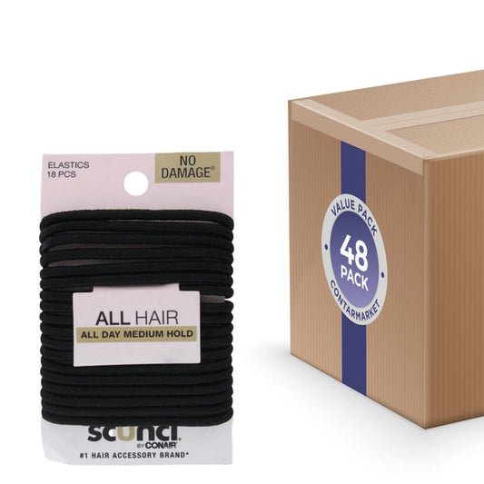 Scunci - Comfortable All Day Medium Hold, Black 18 ct - 48 Pack