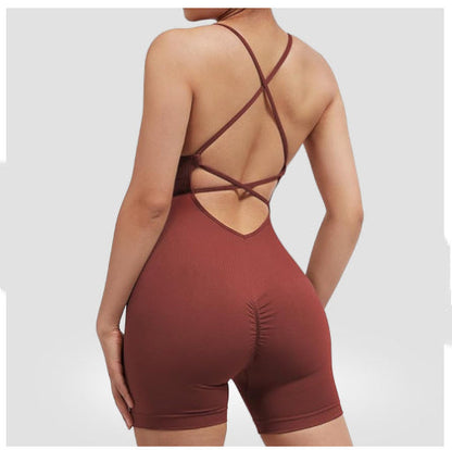 Seamless Sexy Peach Hip One-piece Fitness Clothes Thread Quick-drying