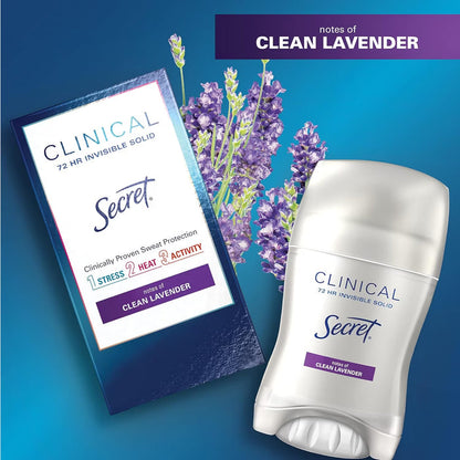 Secret Clinical Strength Invisible Solid, Lavender - 1.6 oz - 12 Pack