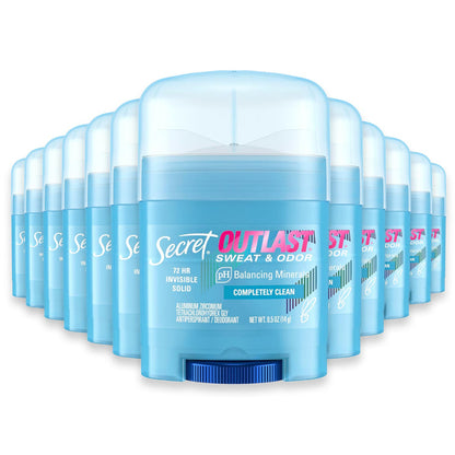 Secret Outlast, Invisible Solid antiperspirant & deodorant, Completely Clean Travel Size- 0.5 Oz -  24 Pack