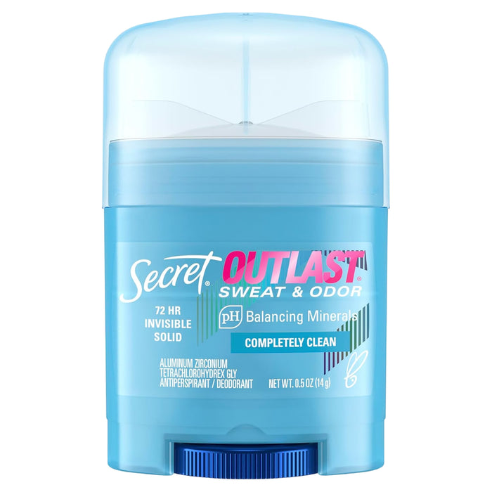 Secret Outlast, Invisible Solid antiperspirant & deodorant, Completely Clean Travel Size- 0.5 Oz -  24 Pack