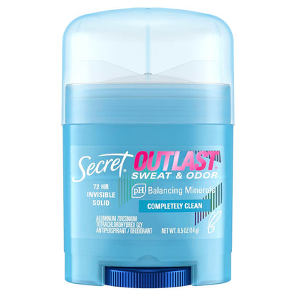 Secret Outlast, Invisible Solid antiperspirant & deodorant, Completely Clean Travel Size- 0.5 Oz -  24 Pack