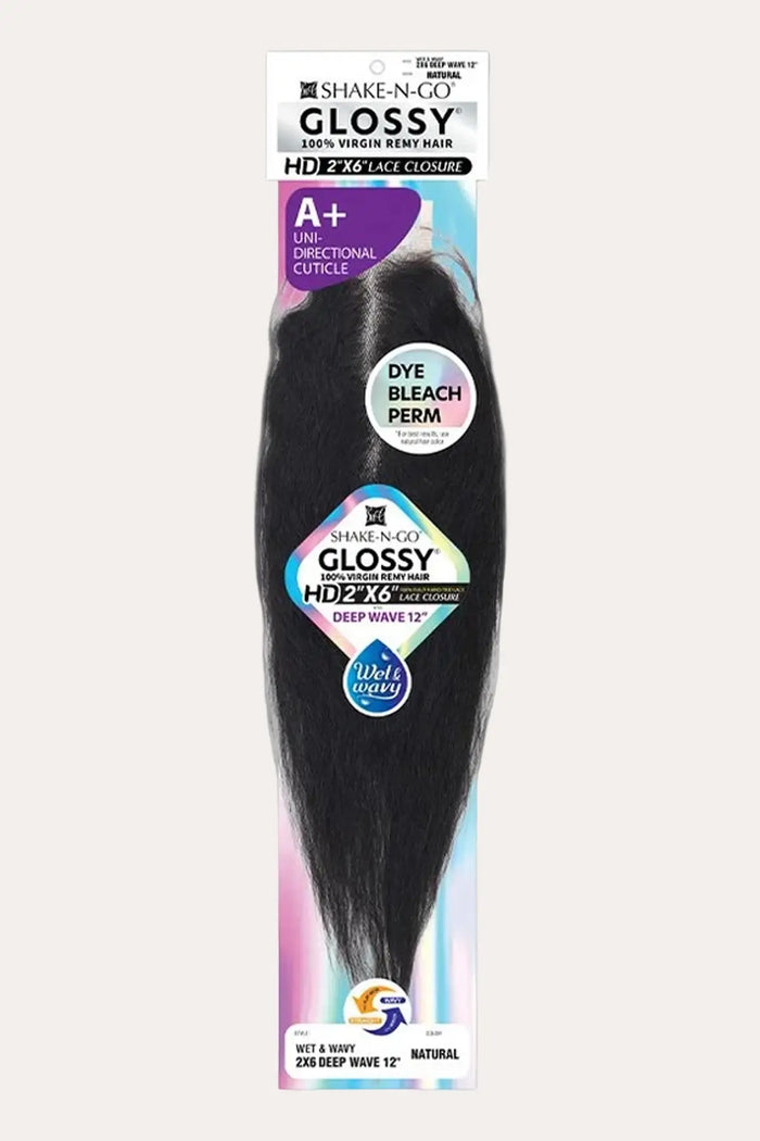 SHAKE N GO GLOSSY 2X6 DEEP WAVE WET&WAVY 12" CLOSURE SHAKE N GO