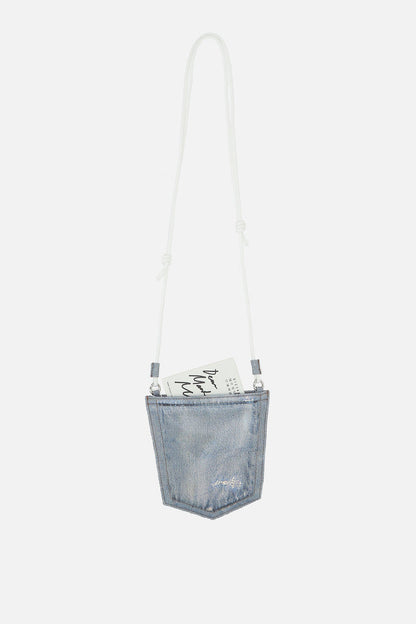 shoulder bag in coated canvas with a denim effect
