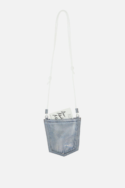 shoulder bag in coated canvas with a denim effect