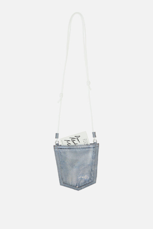shoulder bag in coated canvas with a denim effect