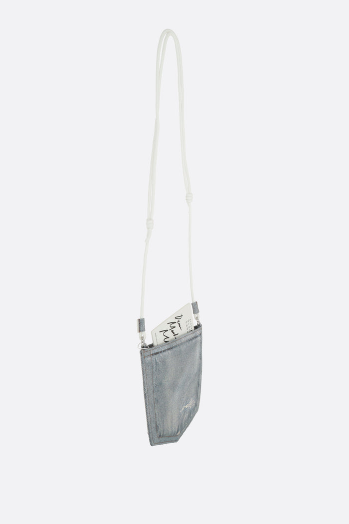 shoulder bag in coated canvas with a denim effect