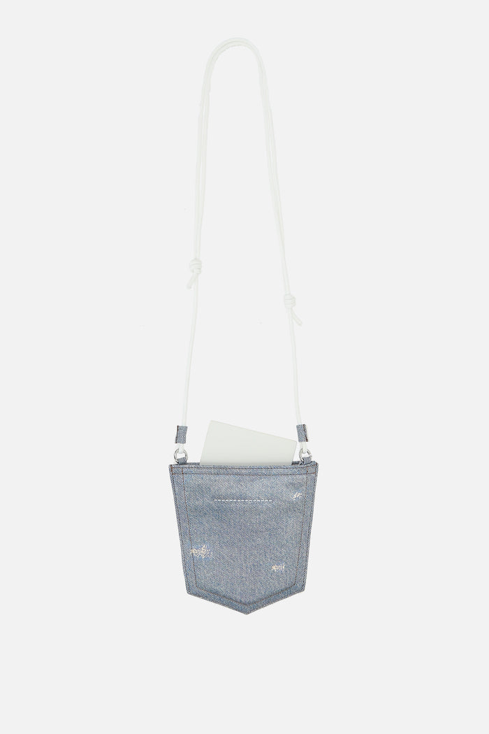 shoulder bag in coated canvas with a denim effect