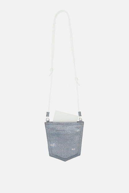 shoulder bag in coated canvas with a denim effect