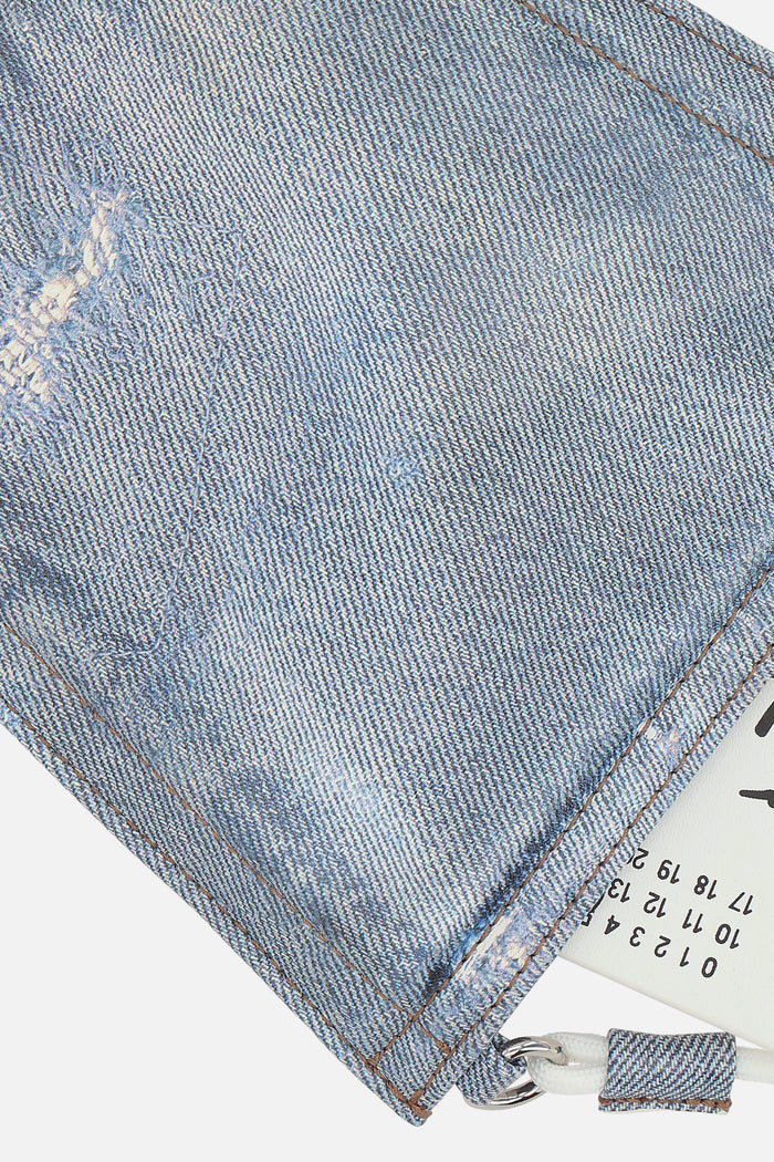 shoulder bag in coated canvas with a denim effect