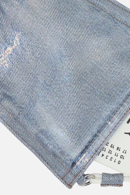 shoulder bag in coated canvas with a denim effect