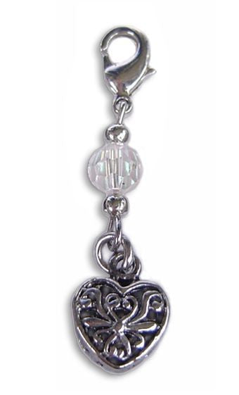 Silver Heart Charm – Mini Hair Twister Accessory front view