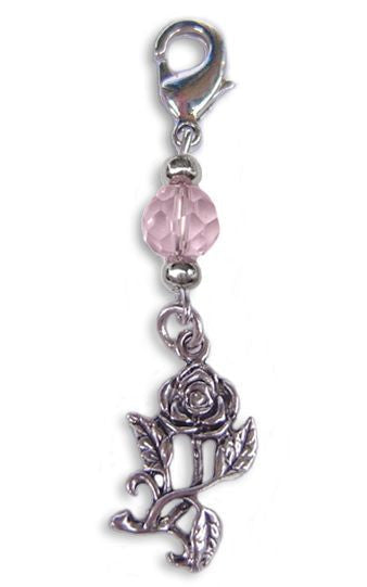 Silver Rose Charm – Mini Hair Twister Accessory front view