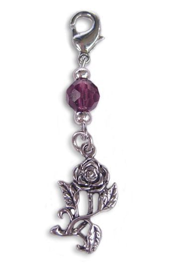 Silver Rose Charm – Mini Hair Twister Accessory front view