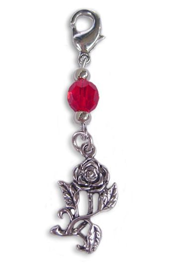 Silver Rose Charm – Mini Hair Twister Accessory front view
