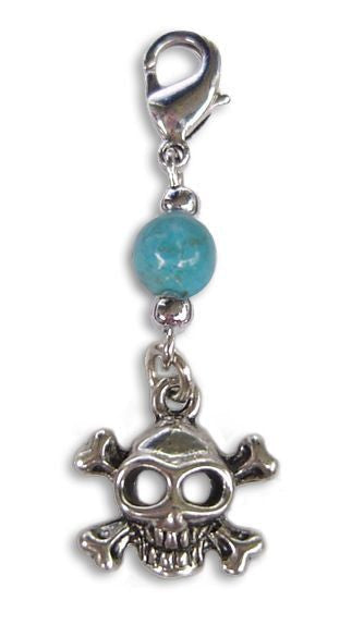 Silver Skull and Crossbones Charm – Mini Hair Twister Accessory front view