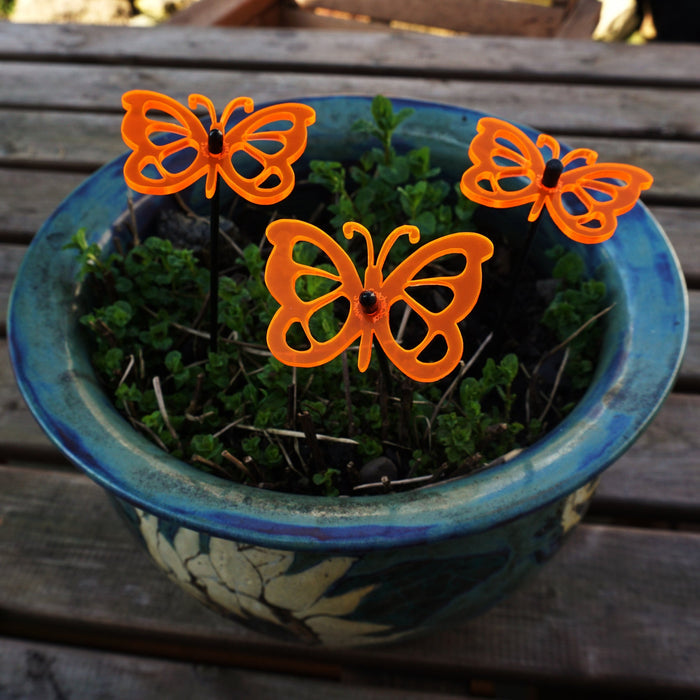 Small Garden Décor Ornaments Set of 3 'Comma Butterfly'