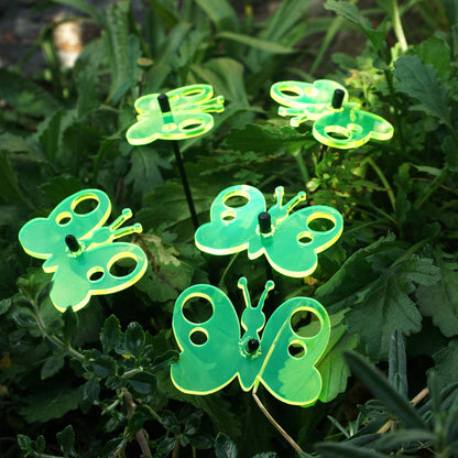 Small Garden Décor Ornaments Set of 5 'Peacock Butterfly'
