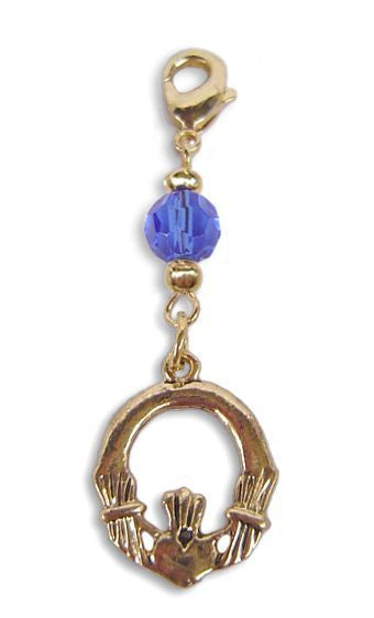 Small Gold Claddagh Charm – Mini Hair Twister Accessory front view