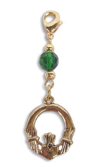 Small Gold Claddagh Charm – Mini Hair Twister Accessory front view