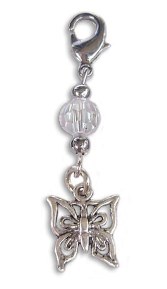 Small Silver Butterfly Charm – Mini Hair Twister Accessory front view