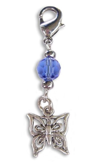 Small Silver Butterfly Charm – Mini Hair Twister Accessory front view
