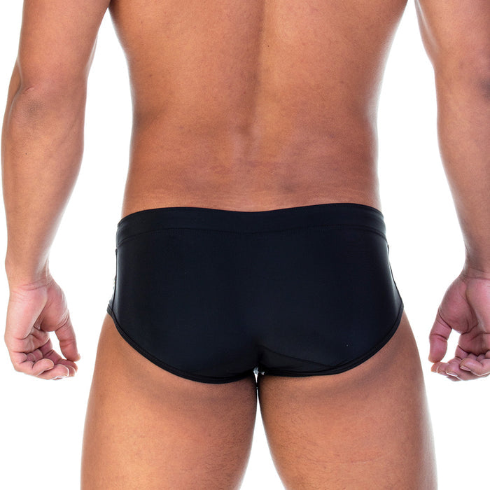 Soccer Black Swim Brief vista posterior de Gigo Underwear