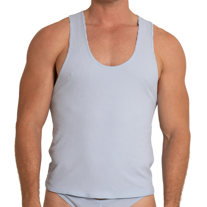 Soft Blue Tank vista frontal de Gigo Underwear