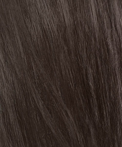 Close-up of Perfect Locks Straight Classic Clip-In Hair Extensions in Natural Black, smooth shiny Remy hair, natural highlights.#color_natural-black-(1B)