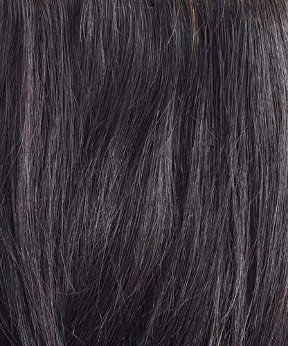 Close-up of Perfect Locks Straight Virgin Machine Weft hair extensions in Natural Black , highlighting straight strands and a subtle natural shine.