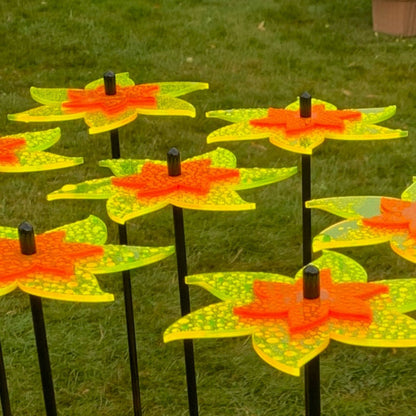 SunCatcher Fluorescent Daffodil Garden Stakes – Set of 3 Outdoor Garden Ornaments