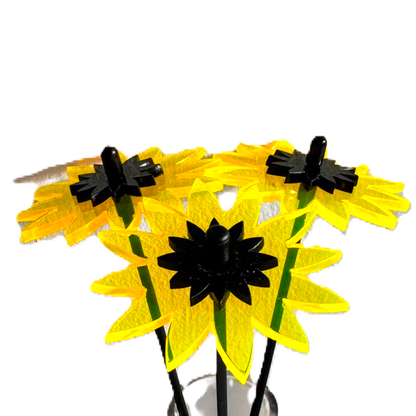 SunCatcher Fluorescent Sunflower Garden Stakes – Set of 3 Outdoor Garden Ornaments