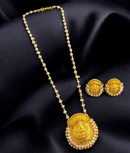 The Abhata Silver Lakshmi Pearl Necklace & Earrings