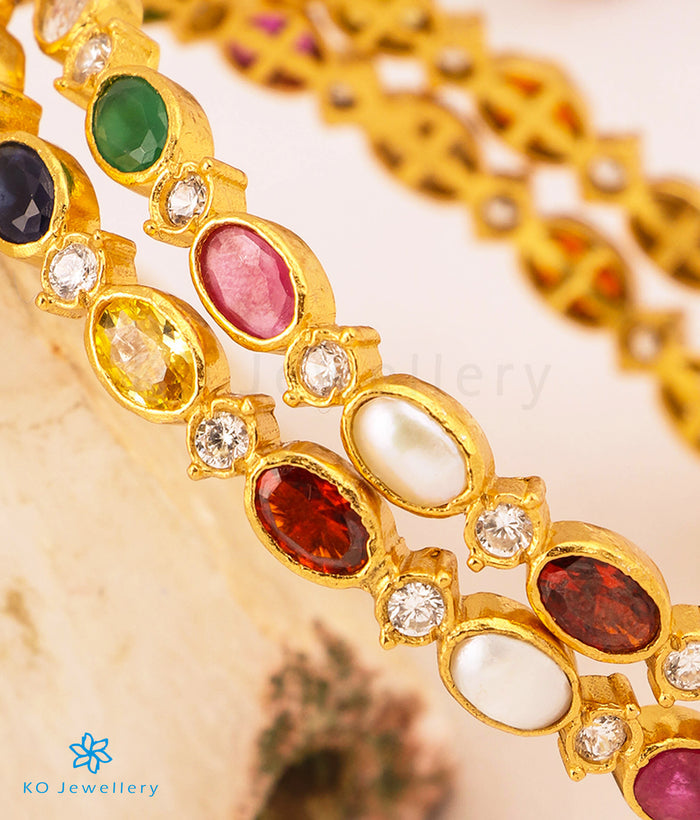 The Adviti Silver Navratna Bangle- Single (Size/2.2/2.4/2.6/2.8)