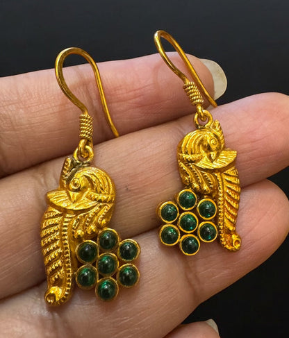 The Barhin Silver Peacock Green Kemp Earrings