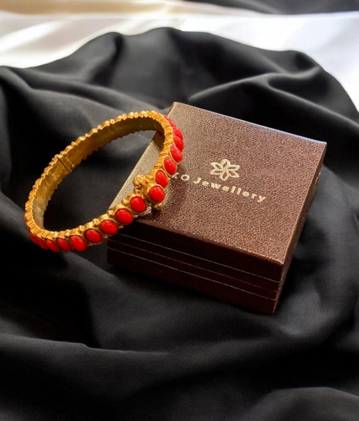 The Emaya Silver Coral Bracelet -Single (Size /2.2/2.4/2.6/2.8)