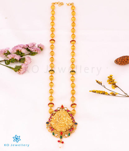 The GajaLakshmi Silver Navratna Necklace
