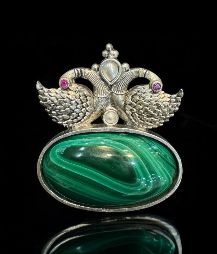 The Lokya Twin Peacock Silver Pendant