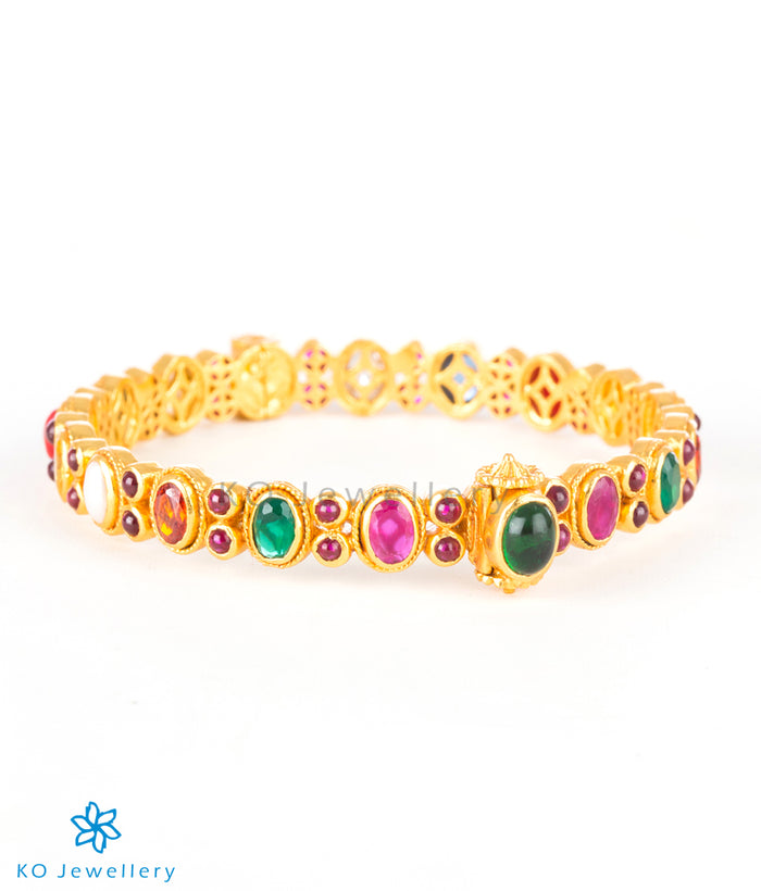 Gold plated silver navratna bangle online