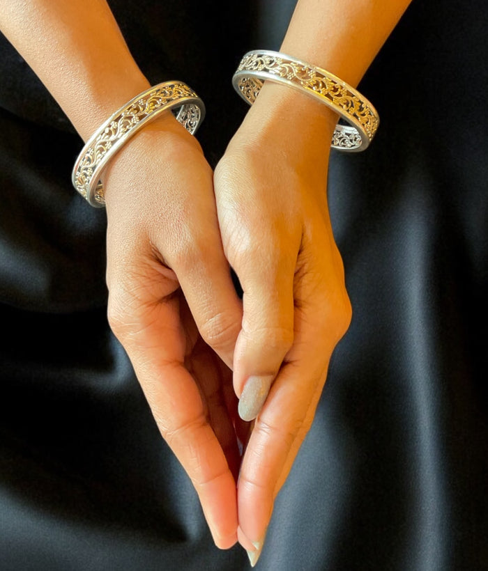 The Paritosh Silver Filigree Bangle- Single (Size /2.2/2.4/2.6/2.8)
